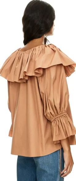 Gerüschte Bluse Braun