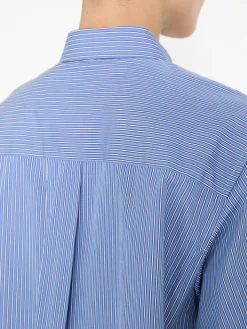 Gestreifte Baumwollbluse Marineblau/Weiß