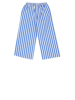 Gestreifte Baumwollhose Blau/Crème