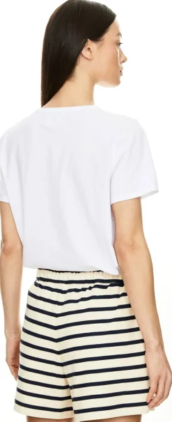 Gestreifte Baumwollshorts Crème