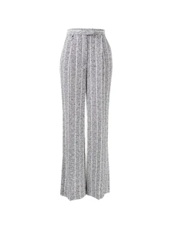 Gestreifte Bouclé-Bügelfaltenhose Blau/Weiß