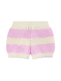 Gestreifte Häkel-Shorts 'Vita' Pink