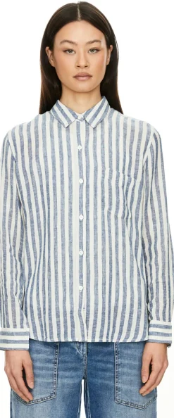 Gestreifte Leinenbluse 'Charli' Blau