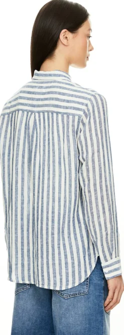 Gestreifte Leinenbluse 'Charli' Blau