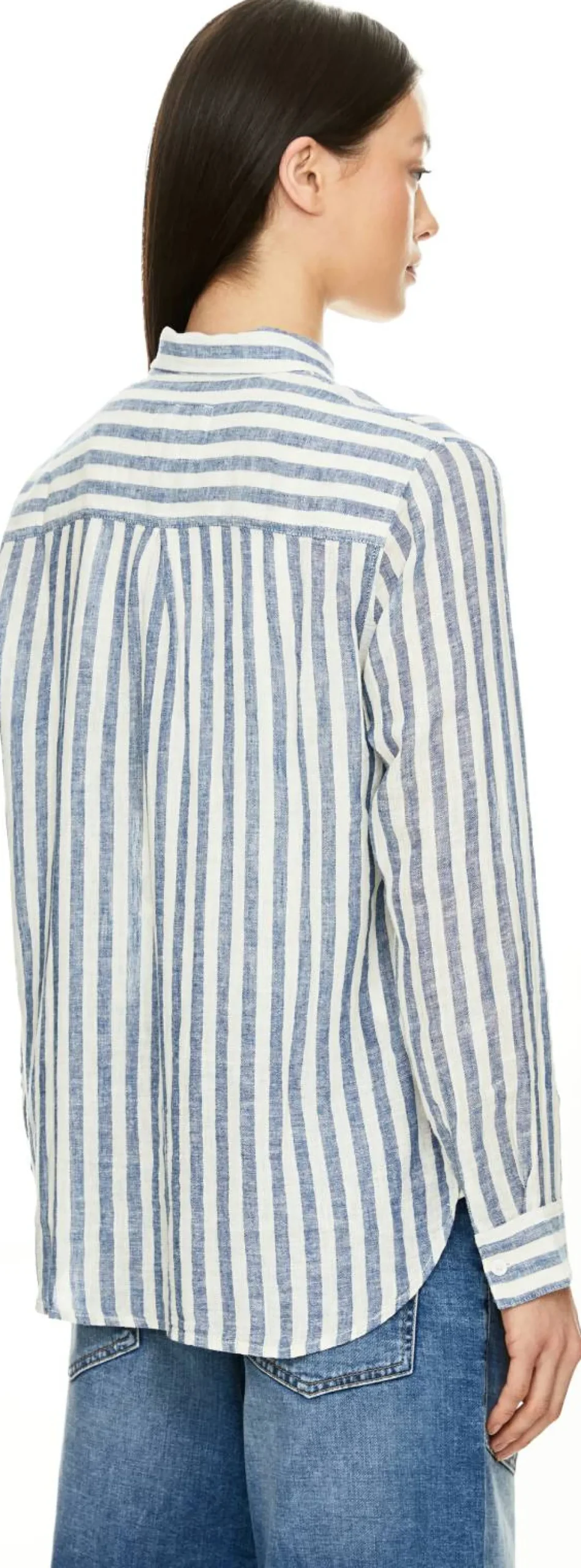 Gestreifte Leinenbluse 'Charli' Blau