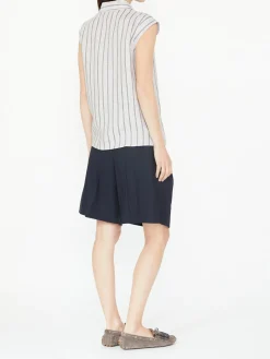 Gestreifte Leinenbluse Khaki