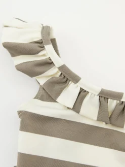Gestreifter Badeanzug 'Arabella' Khaki/Crème