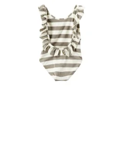 Gestreifter Badeanzug 'Arabella' Khaki/Crème