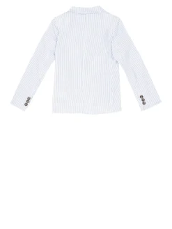Gestreifter Baumwollblazer Blau