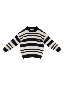 Gestreifter Wollpullover 'Jorge' Marineblau/Beige