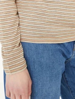 Gestreiftes Baumwoll-Cashmere-Shirt 'Juhi' Beige/Braun