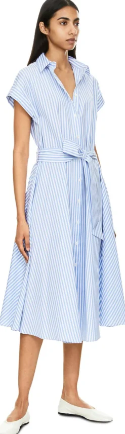 Gestreiftes Blusenkleid Hellblau