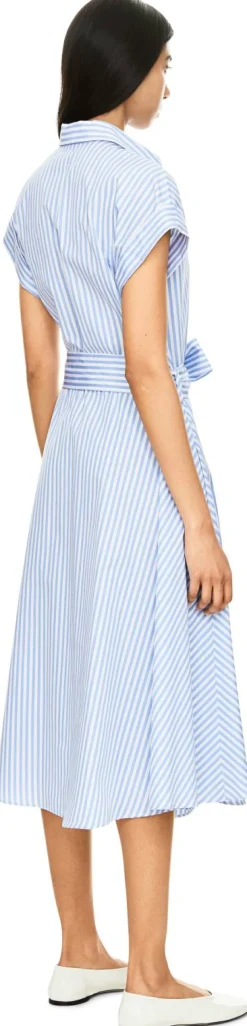 Gestreiftes Blusenkleid Hellblau