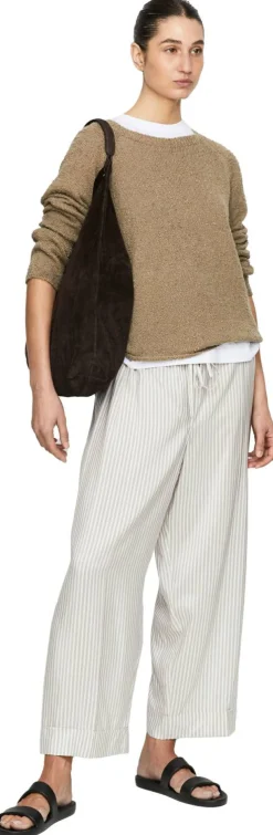Gestreifte Seidenhose 'Yayah' Weiß