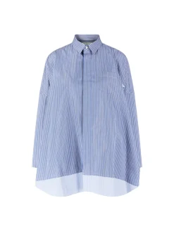 Gestreiftes Hemd aus Popeline Blau