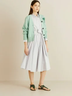 Gestreiftes Hemdblusenkleid 'Salerno' Grau/Weiß