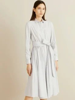 Gestreiftes Hemdblusenkleid 'Salerno' Grau/Weiß