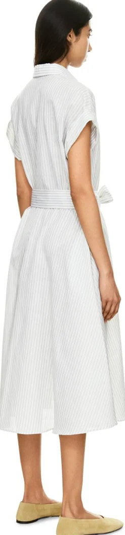 Gestreiftes Hemdkleid Hellgrau