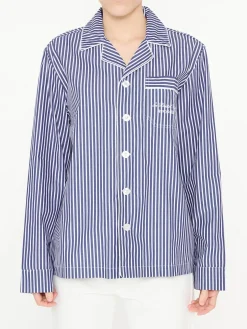 Gestreiftes Hemd 'Pyjama' Hellblau/Weiß