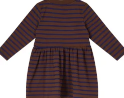 Gestreiftes Kleid 'Stripe Bird Patch' Braun