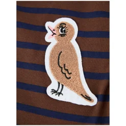 Gestreiftes Kleid 'Stripe Bird Patch' Braun