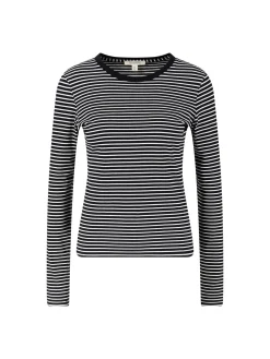 Gestreiftes Langarmshirt 'Simone' Schwarz