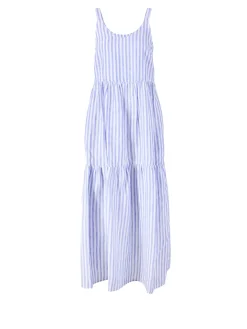 Gestreiftes Leinenkleid Blau/Weiß