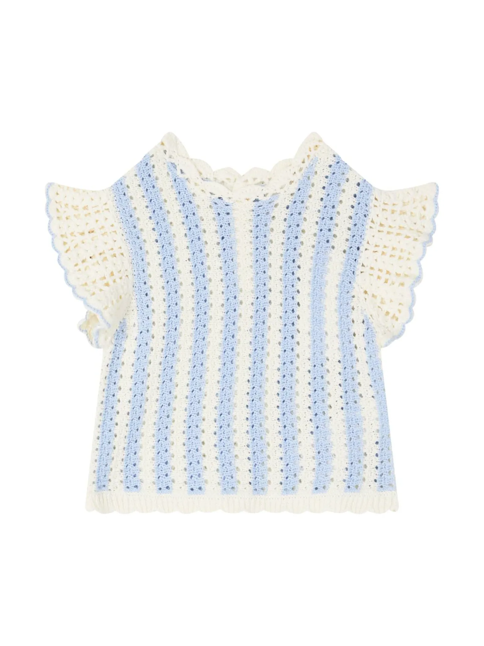 Gestreiftes Mesh-Top 'Lyse' Hellblau