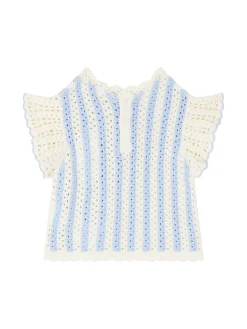 Gestreiftes Mesh-Top 'Lyse' Hellblau