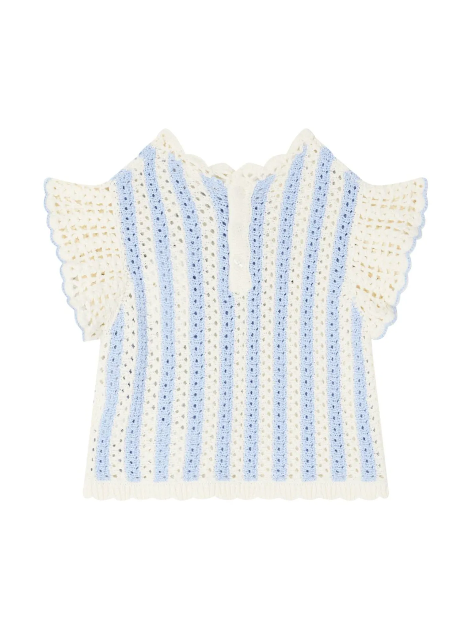 Gestreiftes Mesh-Top 'Lyse' Hellblau
