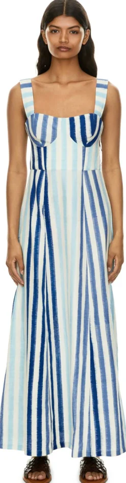 Gestreiftes Midikleid 'Azzurra' Blau