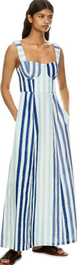 Gestreiftes Midikleid 'Azzurra' Blau