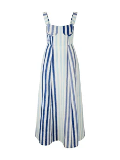 Gestreiftes Midikleid 'Azzurra' Blau