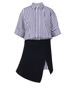 Gestreiftes Minikleid Marineblau/Weiß