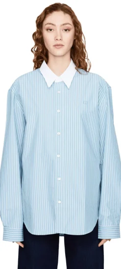 Gestreiftes Oversized Hemd Blau/Weiß