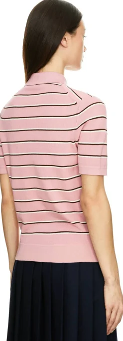 Gestreiftes Poloshirt mit Intarsienlogo Rosé
