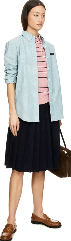 Gestreiftes Poloshirt mit Intarsienlogo Rosé
