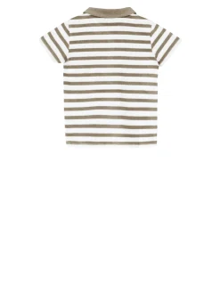 Gestreiftes Poloshirt Olivgrün/Weiß