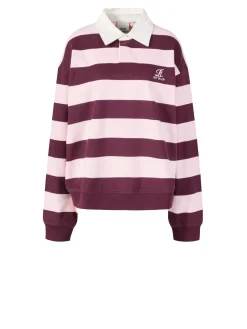 Gestreiftes Rugby-Poloshirt Rosé/Bordeaux
