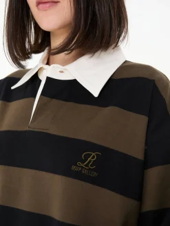 Gestreiftes Rugby-Poloshirt Grün/Schwarz