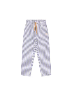 Gestreifte Stoffhose mit Logo-Print Blau