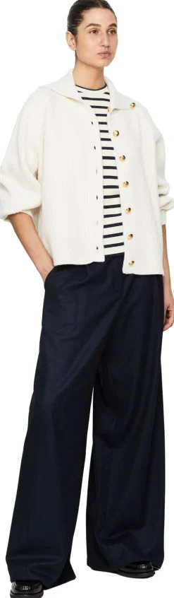 Gestreiftes T-Shirt Crème/Marineblau