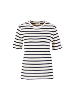 Gestreiftes T-Shirt Crème/Marineblau