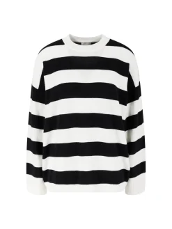 Gestreiftes Woll-Cashmere-Pullover Marineblau