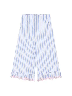 Gestreifte Volant Hose 'Loukini' Blau