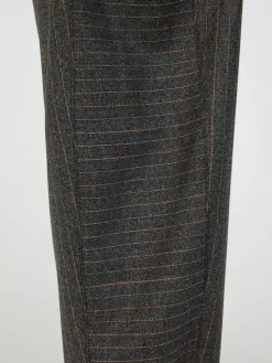 Gestreifte Wollhose Anthrazit