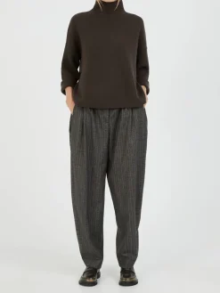 Gestreifte Wollhose Anthrazit