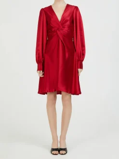 Glänzendes Midikleid Rot
