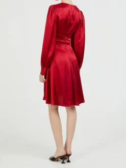 Glänzendes Midikleid Rot