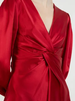 Glänzendes Midikleid Rot